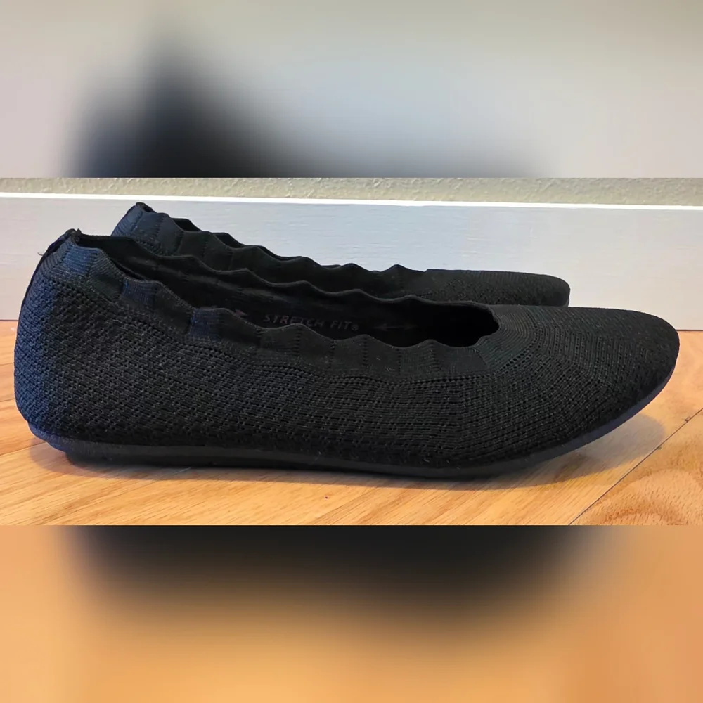 Skechers Women's 8 Black Cleo Knit Ballet Flats NWOT Memory Foam